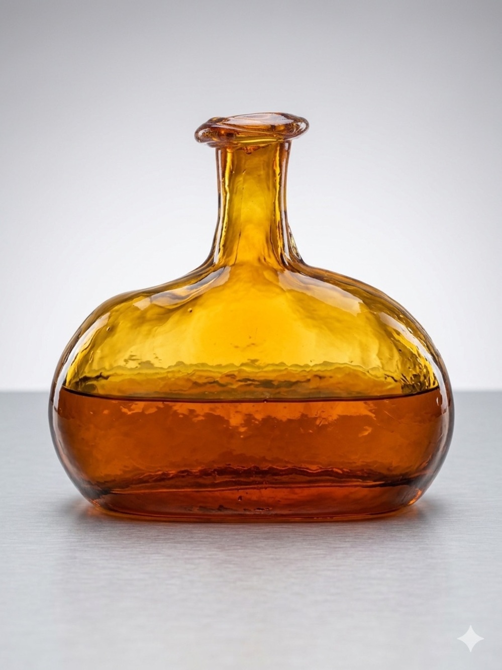 Hand blown Amber Glass Flask Vase